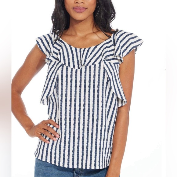 Eva Franco for Anthropologie Ruffle Stripe Top – Size S – NWT - Picture 1 of 10